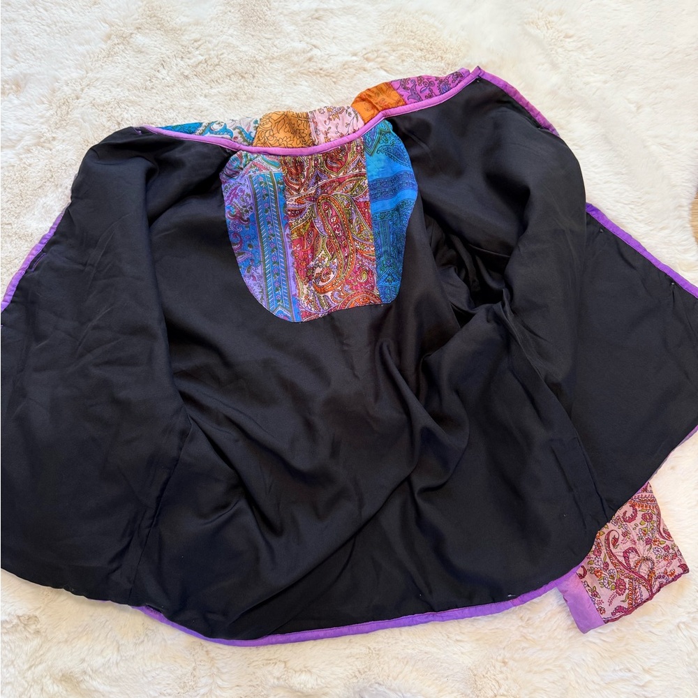 💫Vibrant Vintage Handmade Colorful Fairycore Floral Paisley Patchwork Jacket - Picture 6 of 14